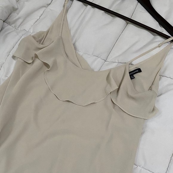 Foreign Exchange Beige flowy shirt sz L - Picture 7 of 7